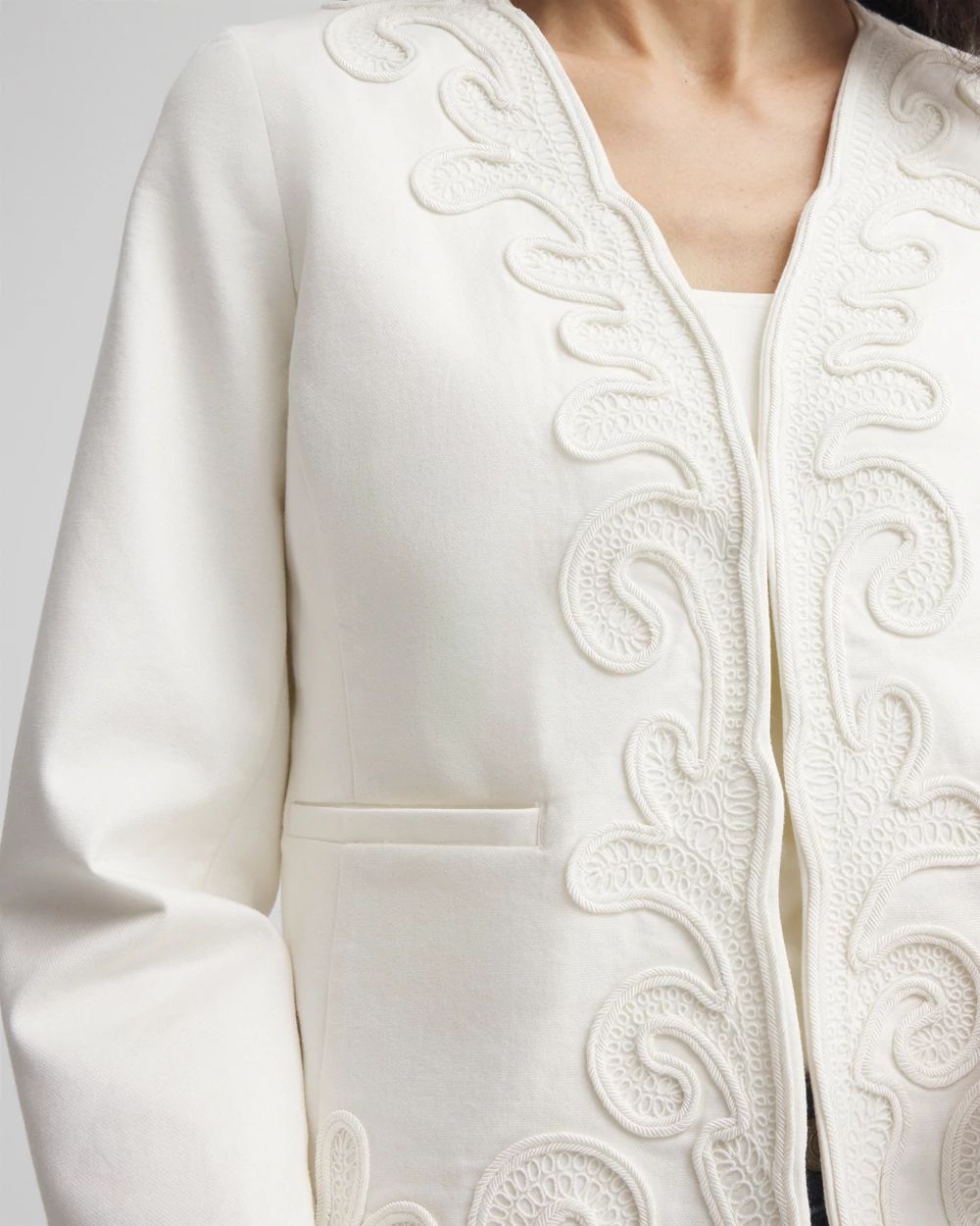 Collarless Soutache-Trim Jacket | Chico's